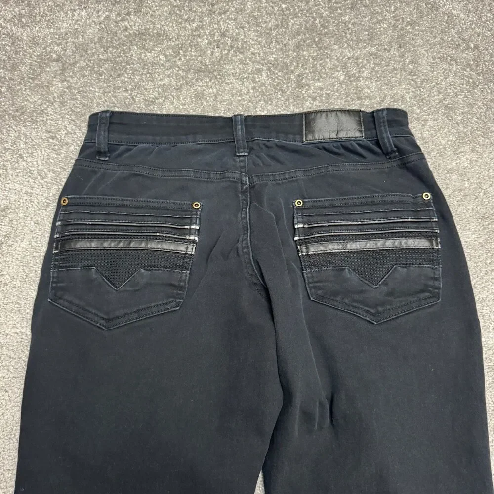 G Fried Slim Fit Straight Moto Denim Jeans Men 32x32 Black Paneled Biker Stretch